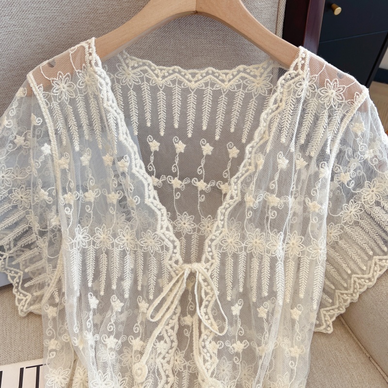 V-neck large yard tops short sleeve smock for women