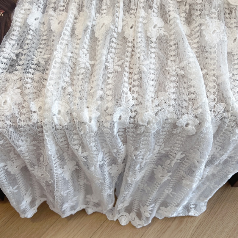High waist perspective sleeveless dress mashup lace dress