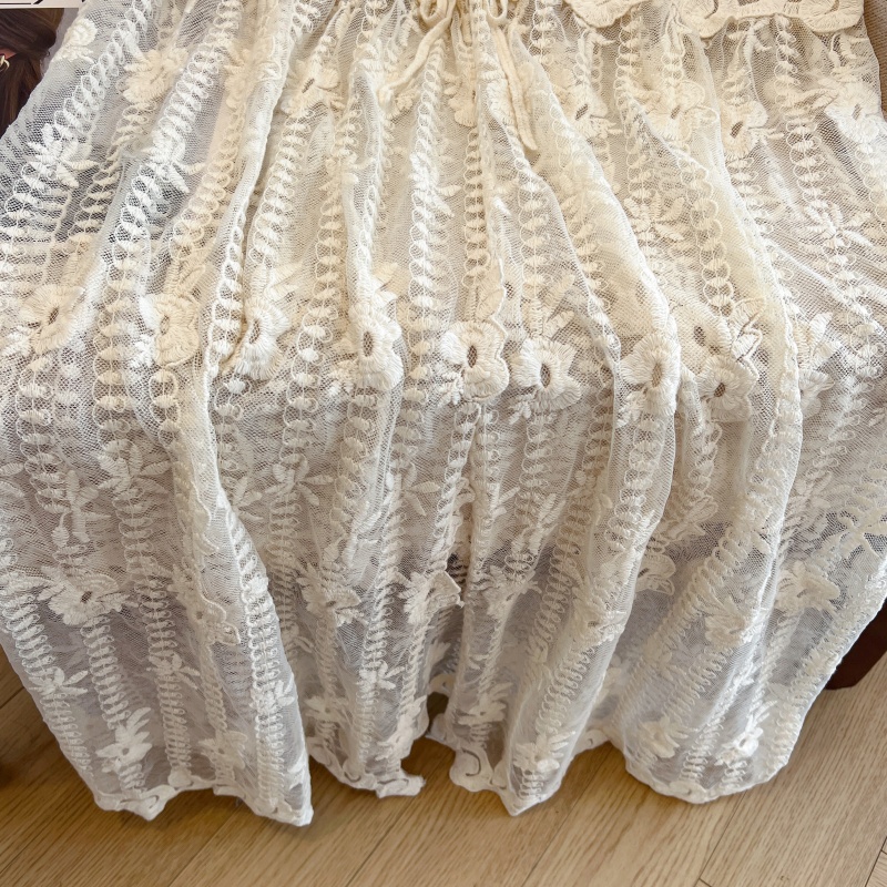 High waist perspective sleeveless dress mashup lace dress