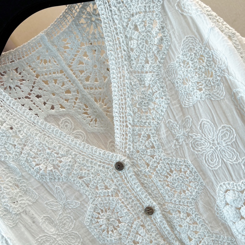 Hollow sunscreen cardigan short sleeve crochet tops
