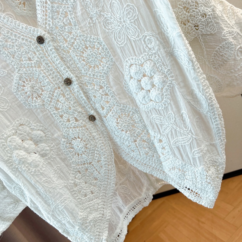 Hollow sunscreen cardigan short sleeve crochet tops