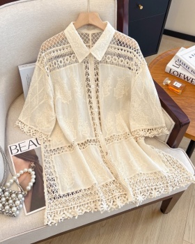 Round neck summer splice short sleeve shirt for women