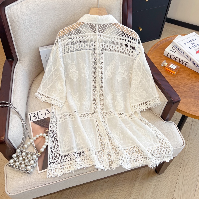 Round neck summer splice short sleeve shirt for women