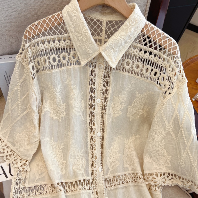 Round neck summer splice short sleeve shirt for women