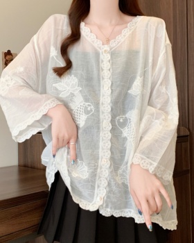 Thin lace jacket large yard short sleeve shawl for women