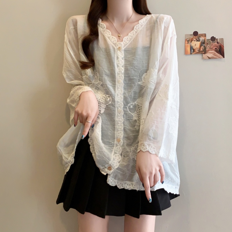 Thin lace jacket large yard short sleeve shawl for women