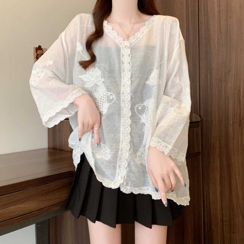 Thin lace jacket large yard short sleeve shawl for women