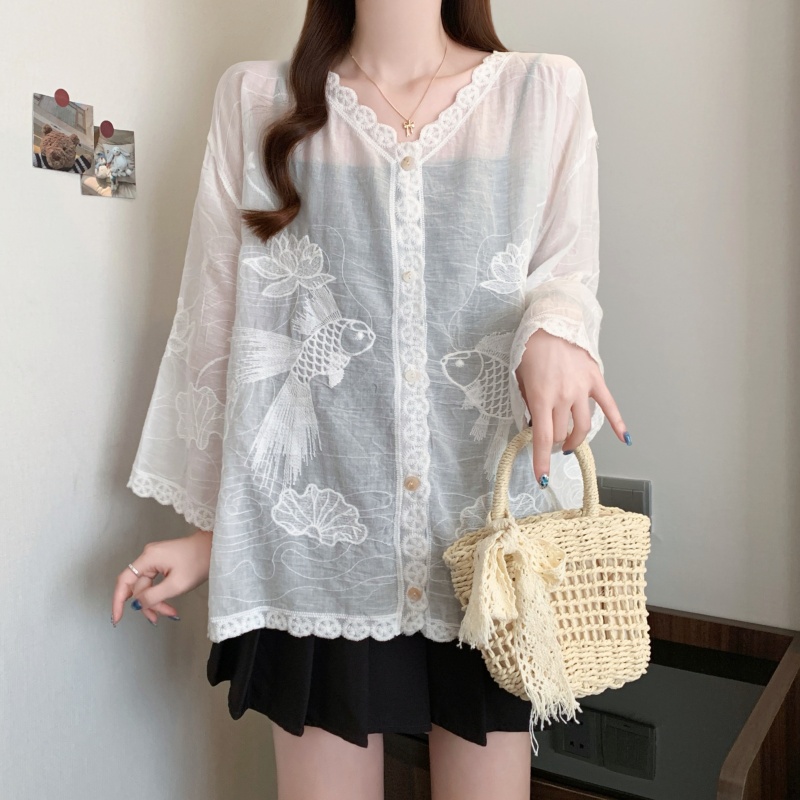 Thin lace jacket large yard short sleeve shawl for women