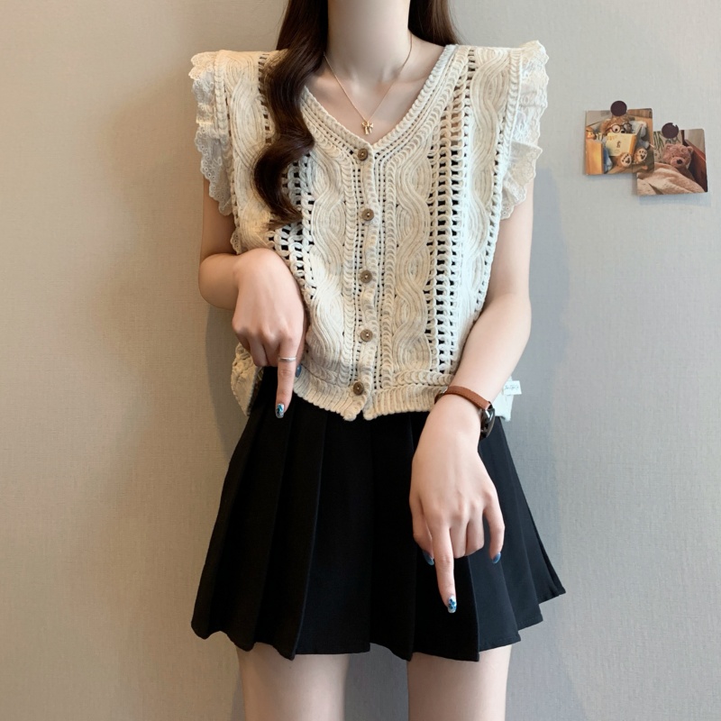 France style Western style vest unique V-neck tops for women