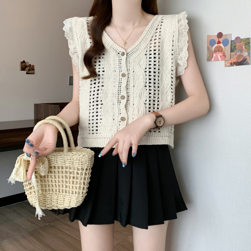 France style Western style vest unique V-neck tops for women