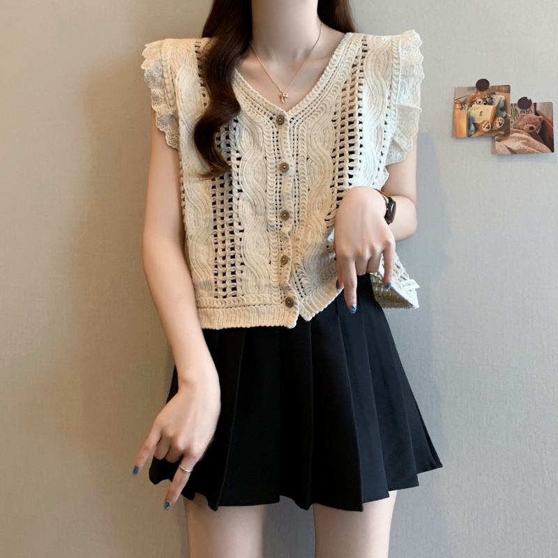 France style Western style vest unique V-neck tops for women