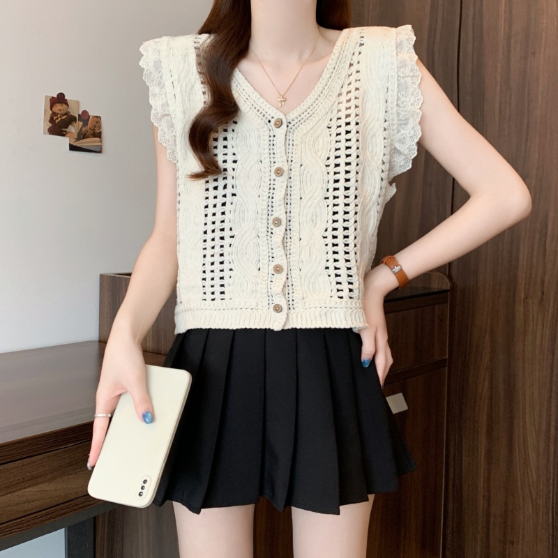 France style Western style vest unique V-neck tops for women