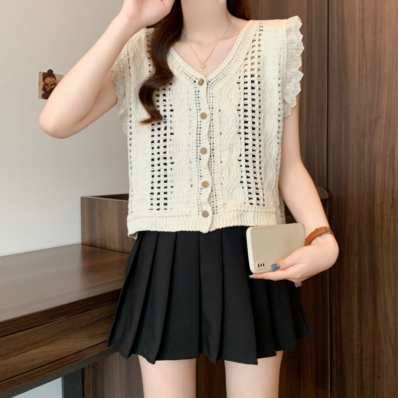 France style Western style vest unique V-neck tops for women