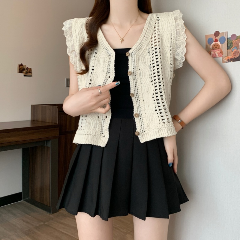 France style Western style vest unique V-neck tops for women