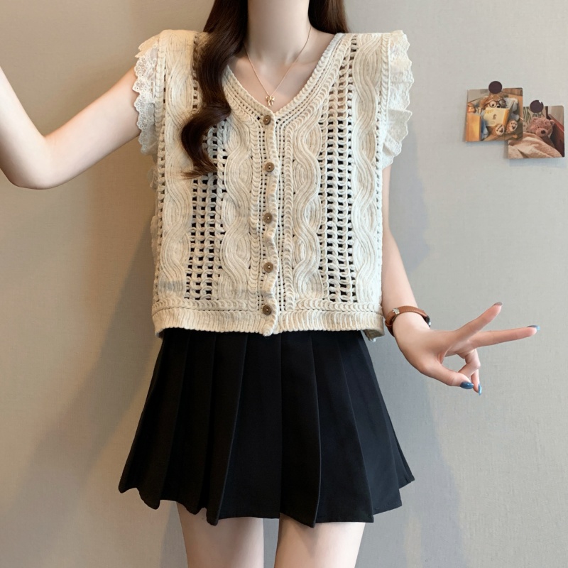 France style Western style vest unique V-neck tops for women