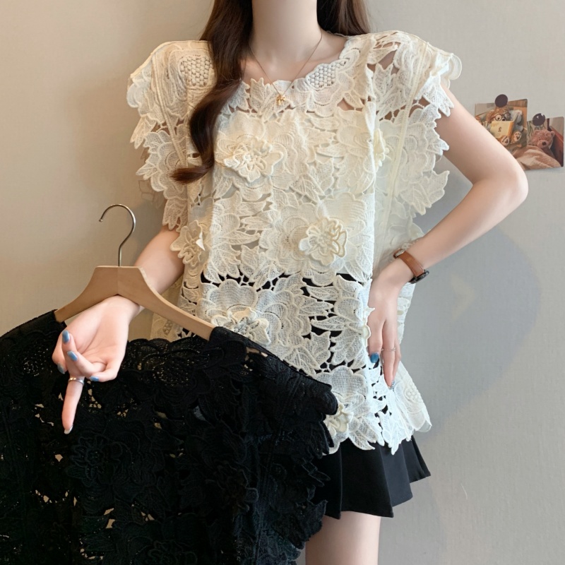 Hollow crochet tops summer France style vest