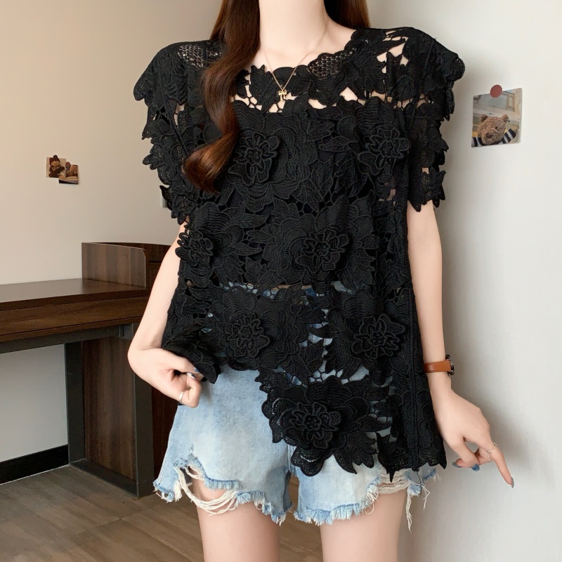 Hollow crochet tops summer France style vest