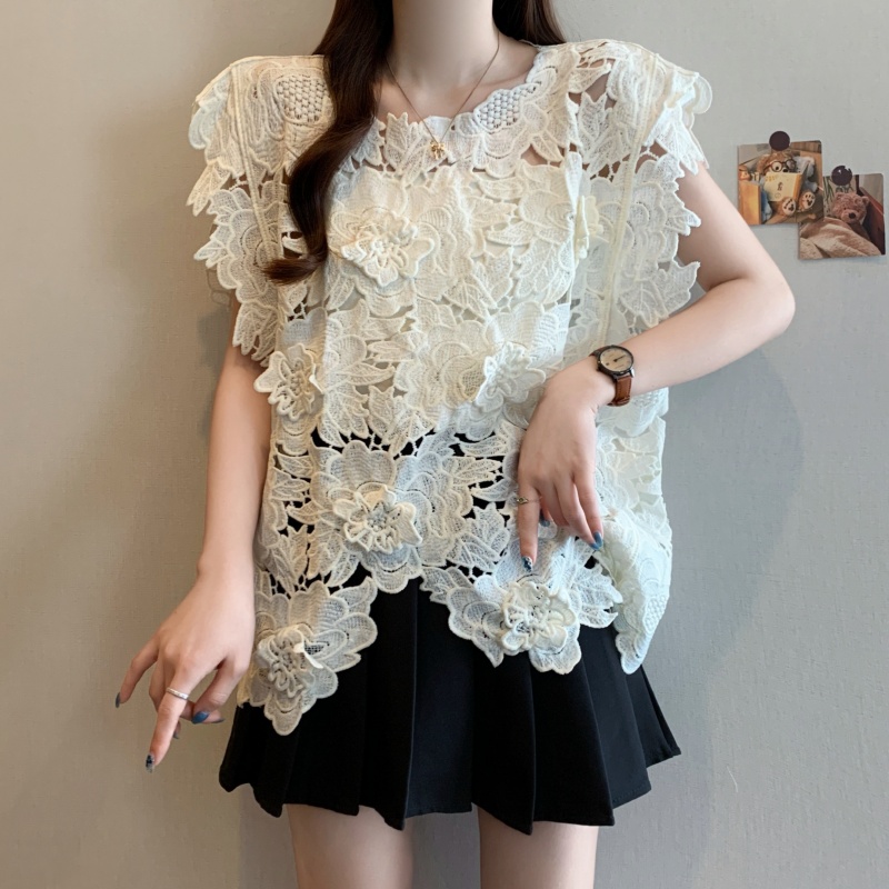 Hollow crochet tops summer France style vest