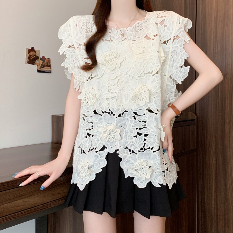 Hollow crochet tops summer France style vest