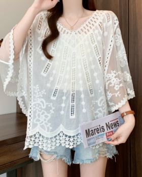 V-neck large yard tops lace France style shirt for women