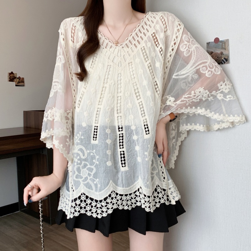 V-neck large yard tops lace France style shirt for women