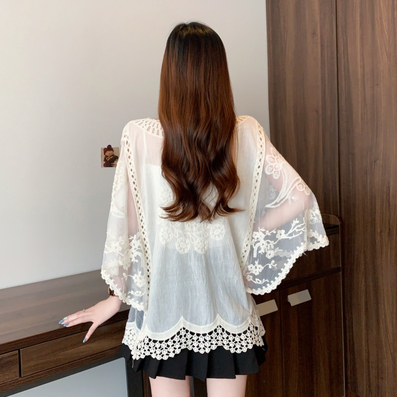 V-neck large yard tops lace France style shirt for women