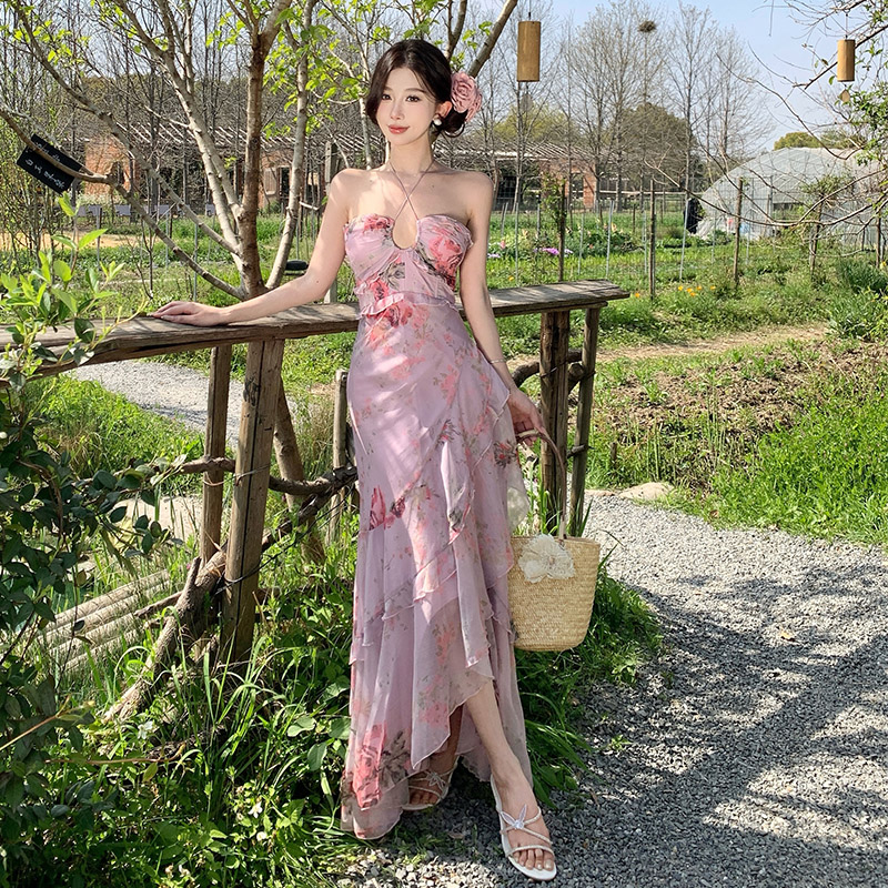 Seaside skirt hem dress mermaid long dress