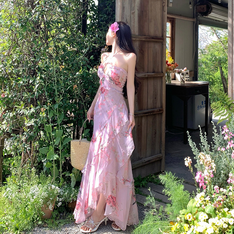 Seaside skirt hem dress mermaid long dress