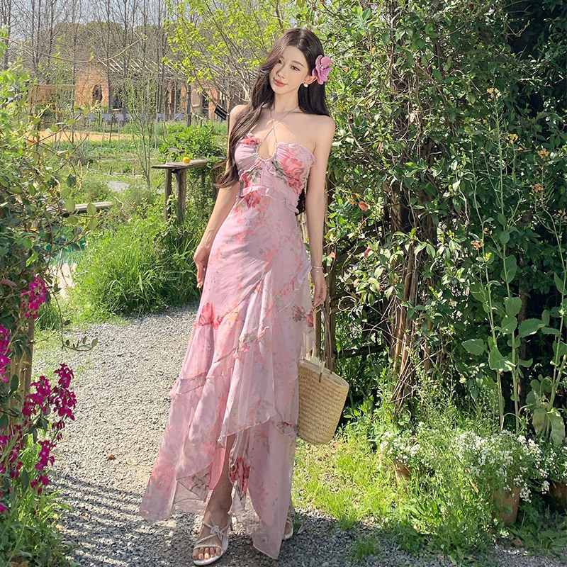 Seaside skirt hem dress mermaid long dress