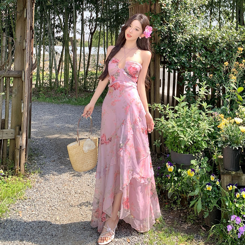 Seaside skirt hem dress mermaid long dress