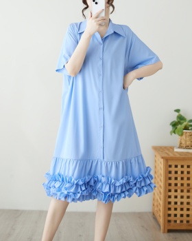Petal skirt hem slim dress pure Korean style long dress