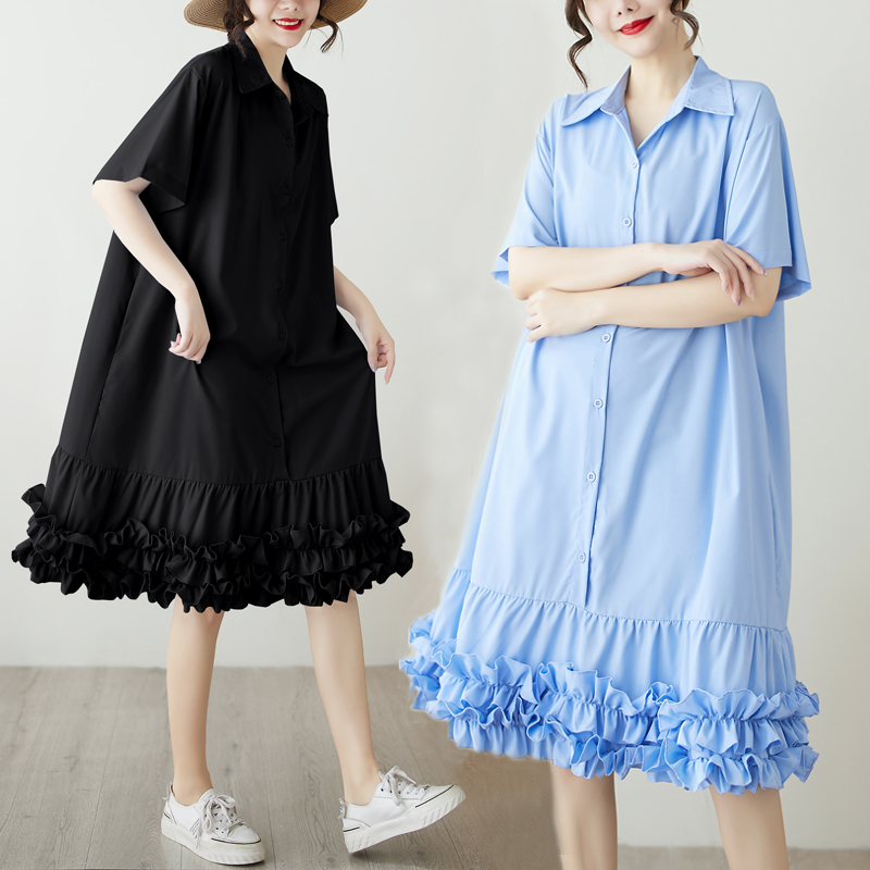 Petal skirt hem slim dress pure Korean style long dress