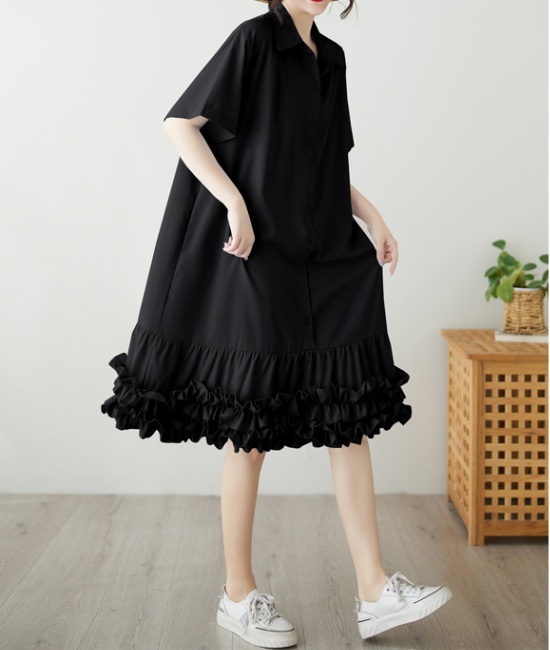 Petal skirt hem slim dress pure Korean style long dress