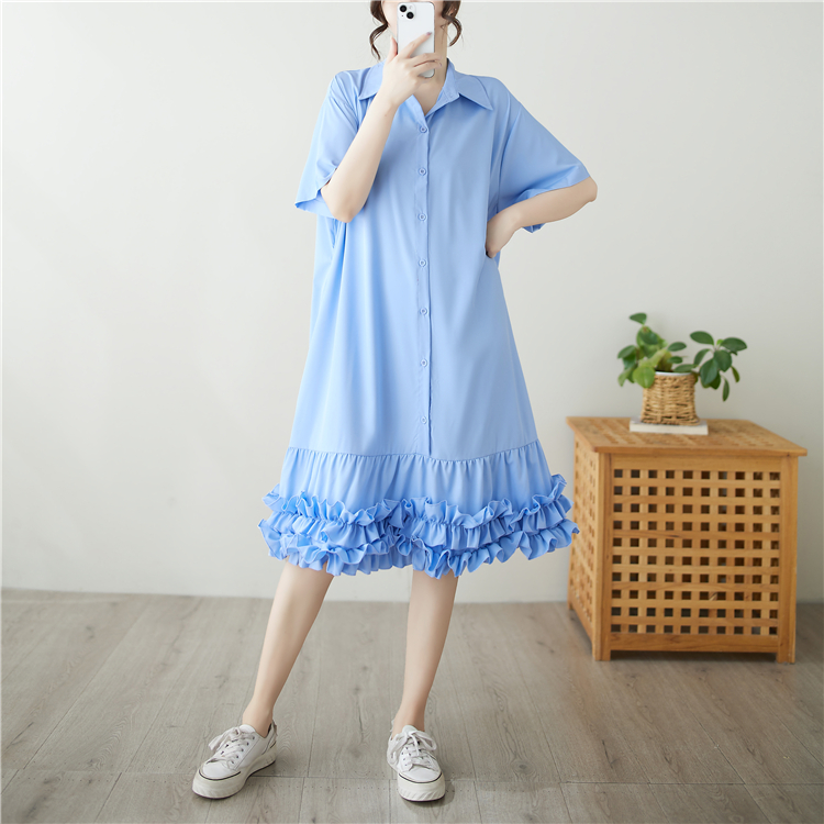 Petal skirt hem slim dress pure Korean style long dress