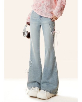 Micro speaker slim pants light color jeans for women