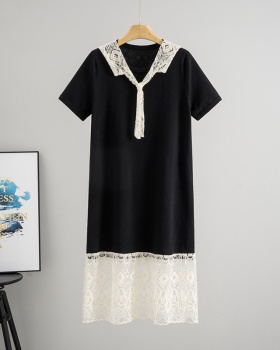 Bandage knitted splice France style dress for women
