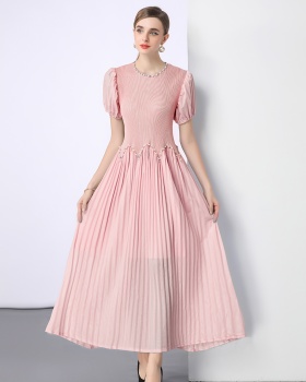 Pleats Please beading pleated short sleeve dress