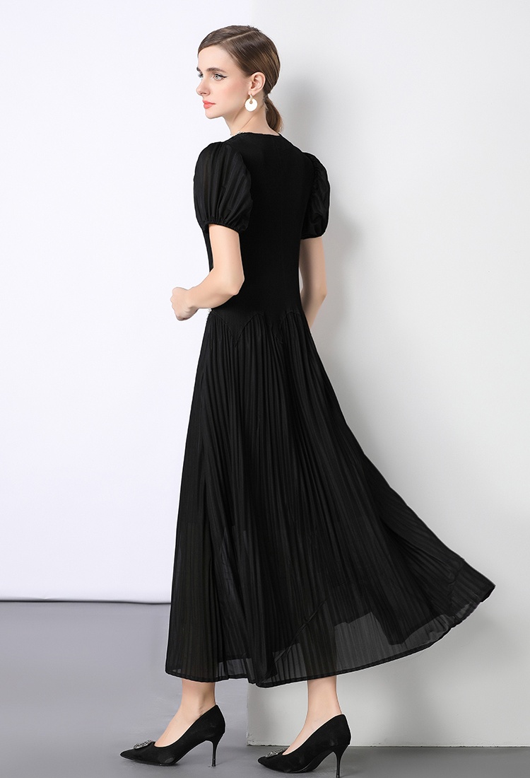 Pleats Please beading pleated short sleeve dress