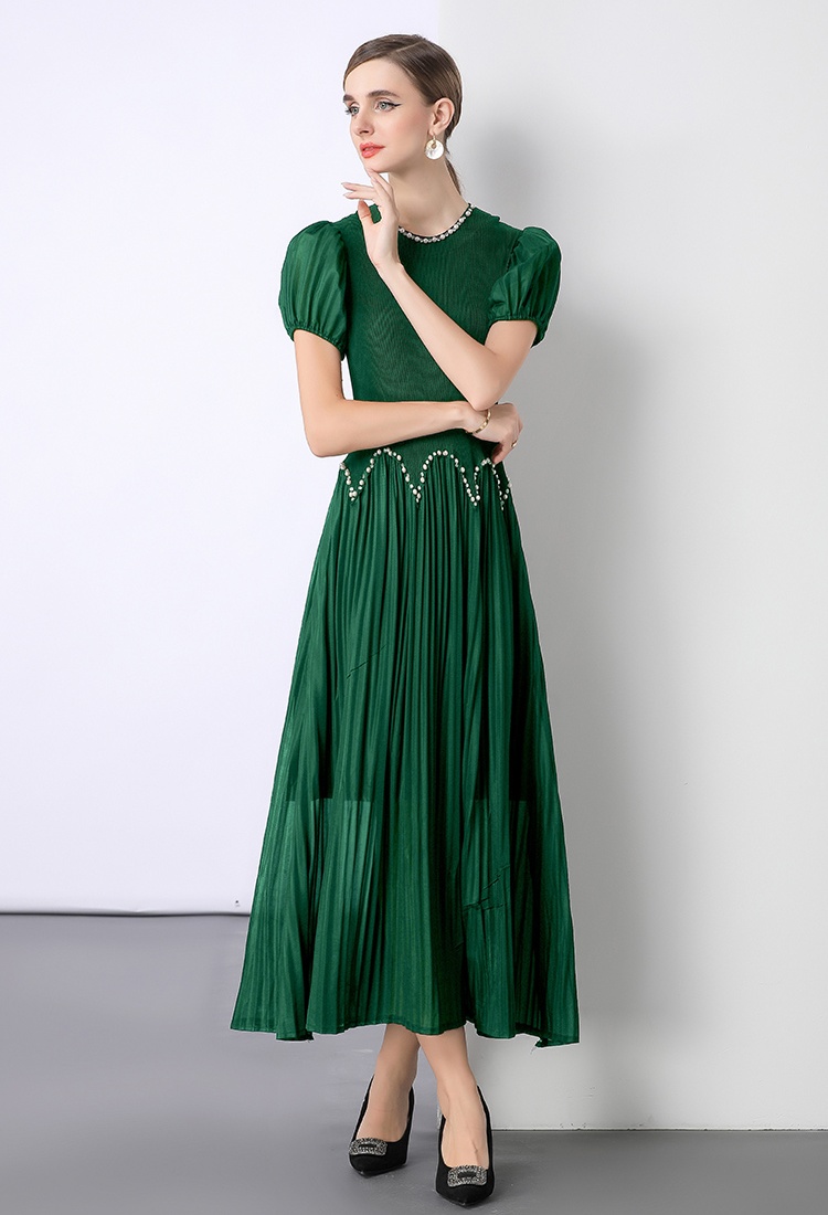 Pleats Please beading pleated short sleeve dress