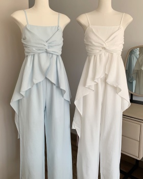Simple niche wide leg pants grace sling tops 2pcs set