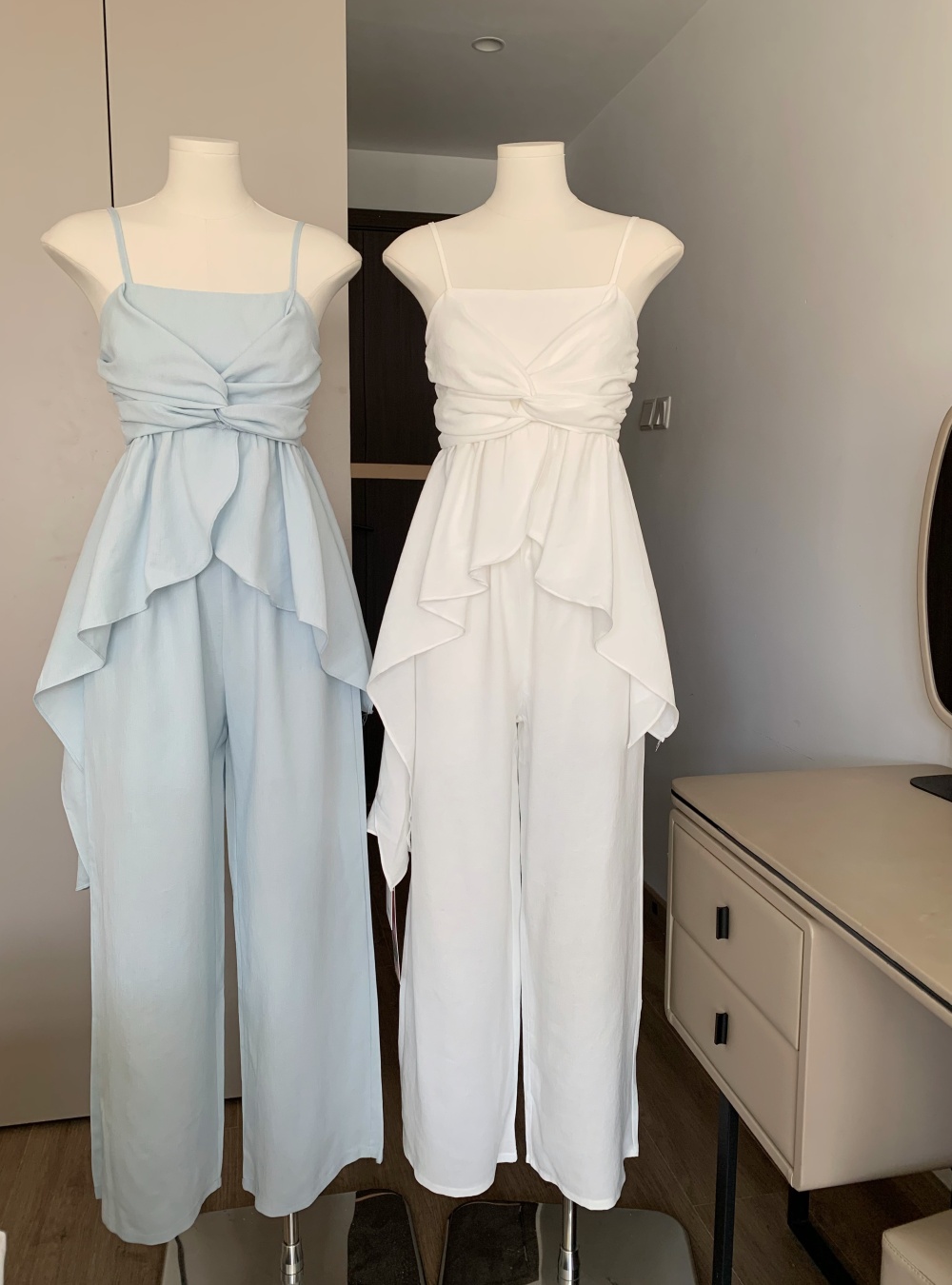 Simple niche wide leg pants grace sling tops 2pcs set