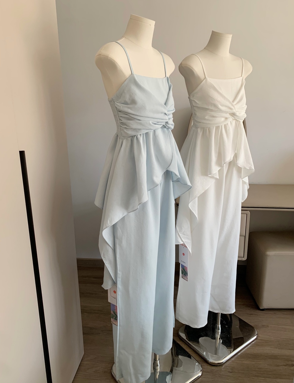 Simple niche wide leg pants grace sling tops 2pcs set