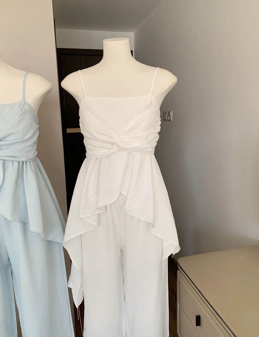 Simple niche wide leg pants grace sling tops 2pcs set