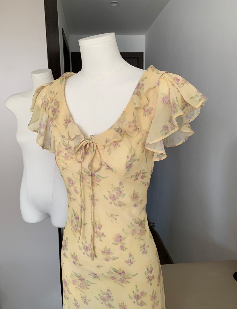 Temperament summer vacation long green floral dress