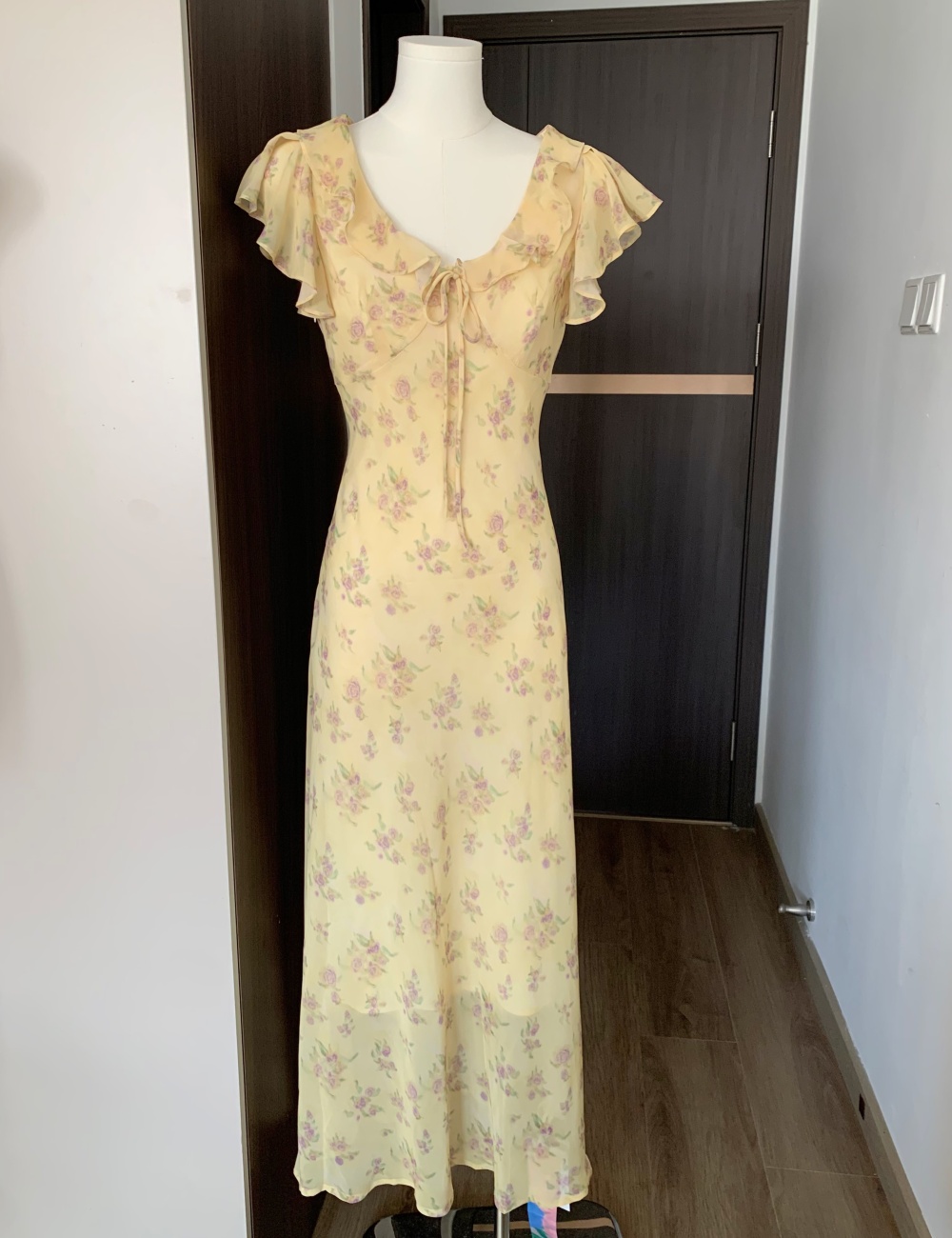Temperament summer vacation long green floral dress