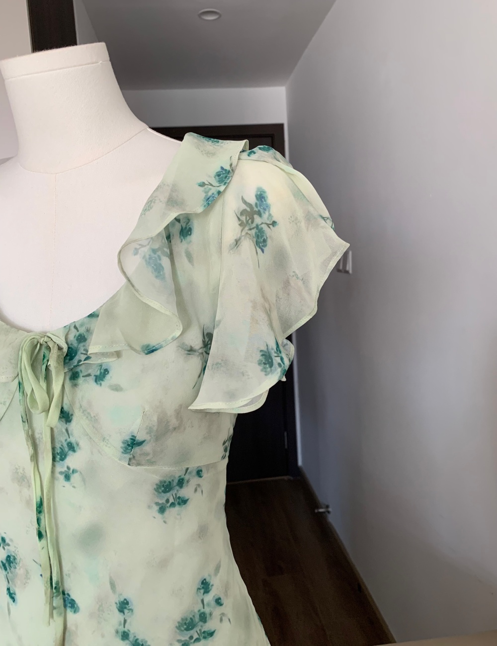 Temperament summer vacation long green floral dress