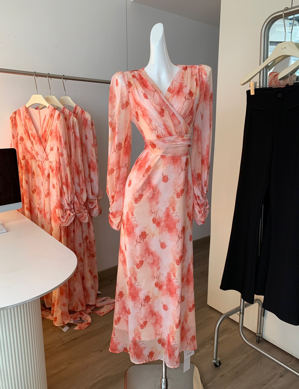 Western style summer dress printing frenum long dress