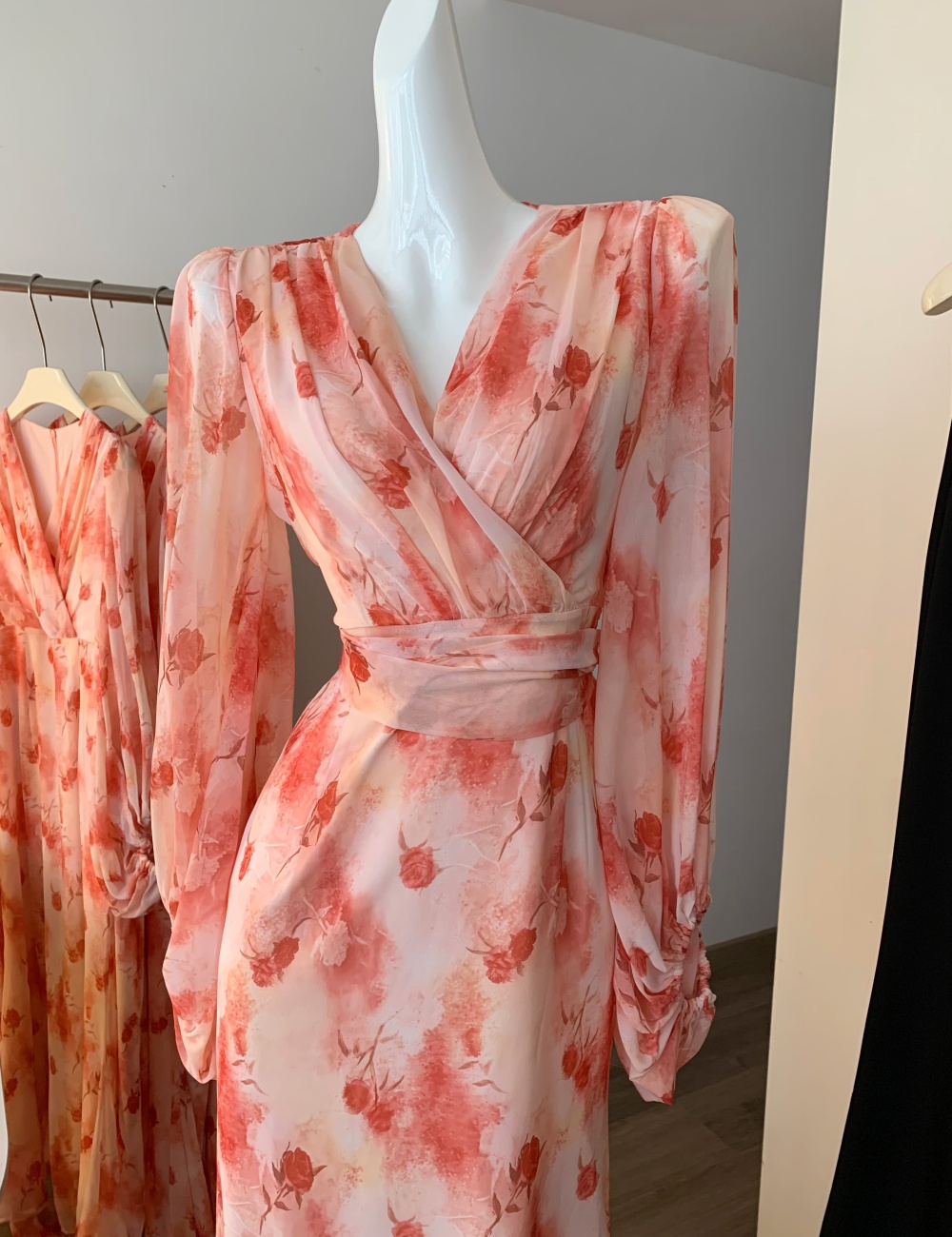 Western style summer dress printing frenum long dress