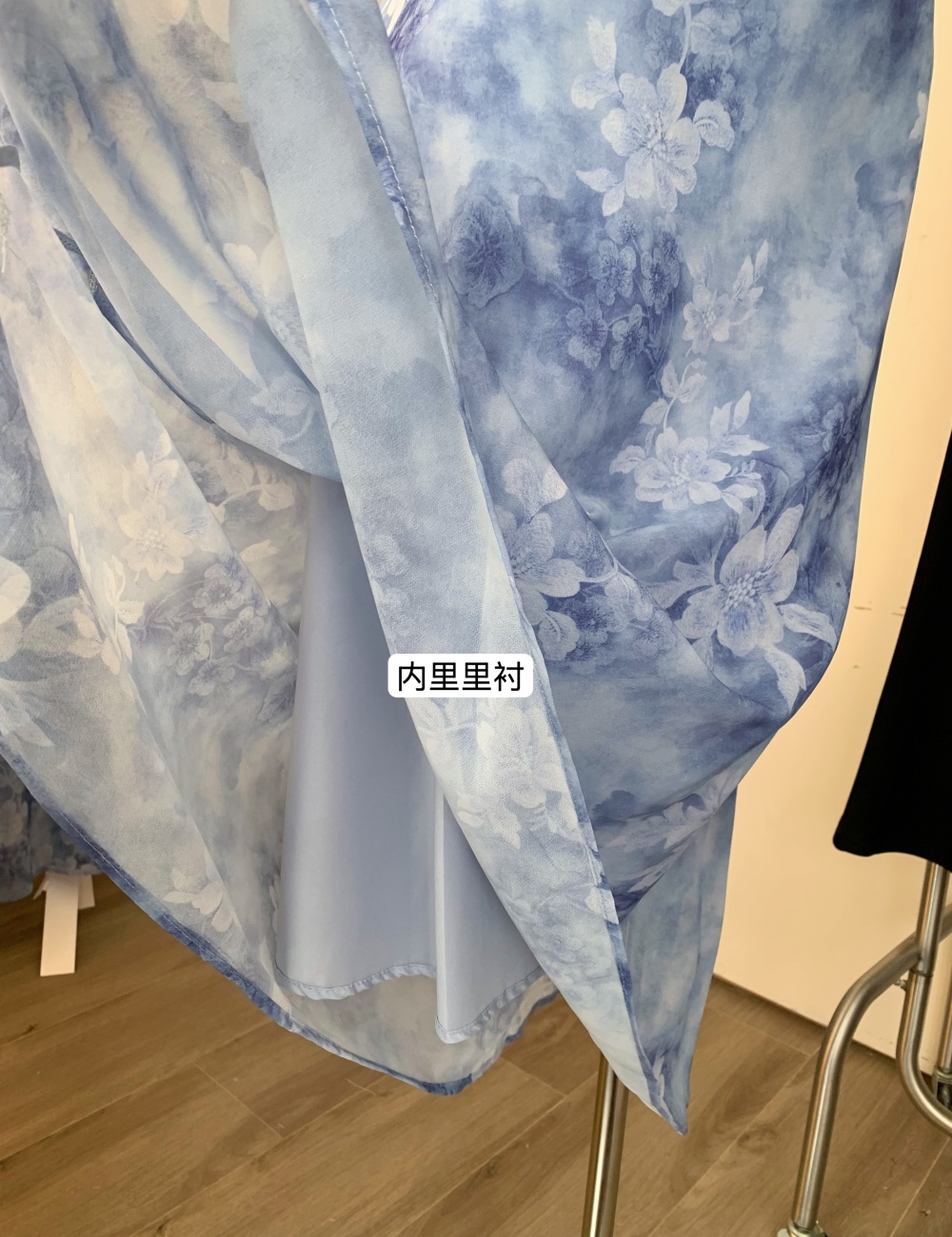 Splice floral blue dress temperament lace long dress for women