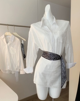 With scarves temperament culottes splice shirt a set